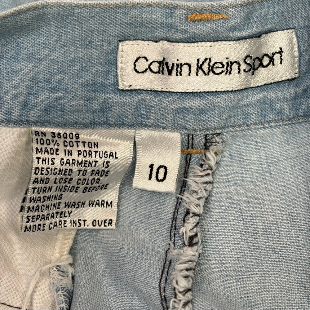 VINTAGE 1980s Calvin Klein Sport Denim Chambray Midi Skirt Flare A Line Size 10* - Picture 7 of 12